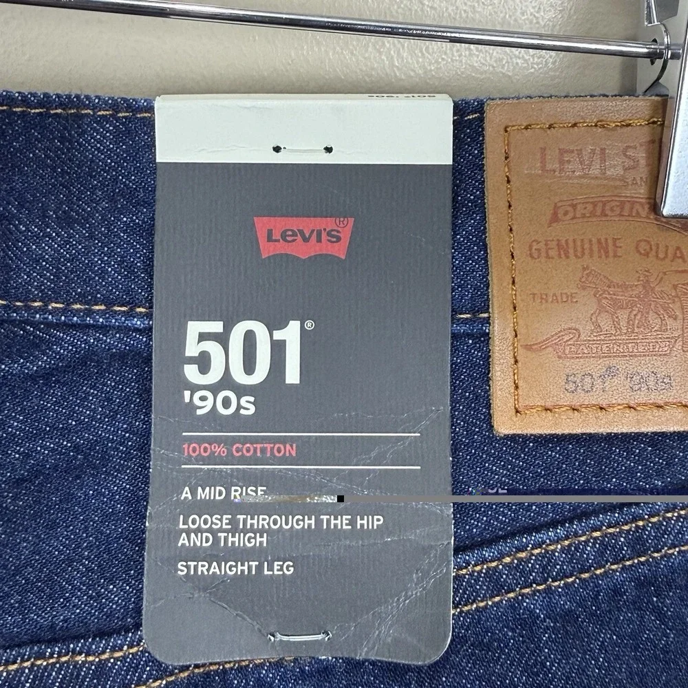 Levi's 501 Selvedge Denim Jeans Men's 32x36 Dark Indigo Straight Leg Button Fly